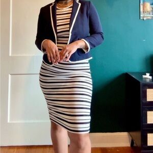 Ann Taylor Navy Blazer with Cream Accents